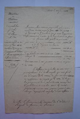 lettre concernant l’envoi d’une expédition du compte général pour 1820 des recettes et dépenses d...