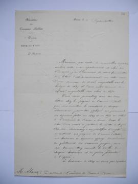 lettre informant du versement d’une somme de 25 000 fr, à Jean Alaux, fol. 315, Bineau, ministre ...