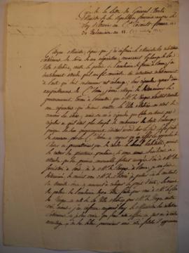 Lettre sur l’état des arrangements autour du contrat d’échange, du général Clarke à Joseph-Benoît...