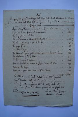 note des dépenses faites pour l’emballage des caisses au mois de mai 1836 et quittance du menuisi...