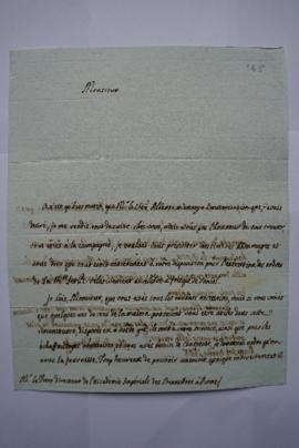 lettre informant de l’autorisation d’Alberti à Charles de l’Estache pour l’exécution des ordres c...