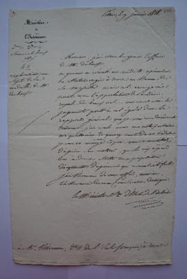 lettre contenant des explications au sujet de la médaille du graveur Desboeufs qui n’a pas obtenu...