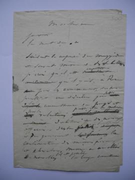 lettre de Jean-Victor Schnetz au comte Duchatel, ministre de l’Intérieur, fol. 500