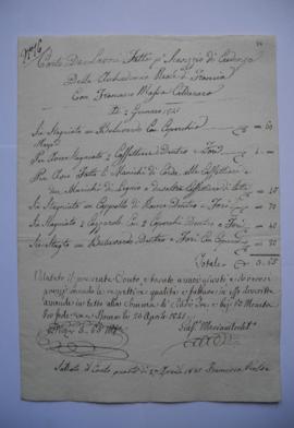 facture et quittance pour les travaux du 2 janvier 1841, du chaudronnier Francesco Massa à Jean-V...