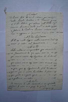 cahier des comptes et pour les travaux du 2 janvier au 25 avril 1823, du vitrier Felice Durani à ...
