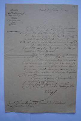 lettre jointe à l’expédition des comptes des recettes et dépenses pendant 1830, du ministre du Co...