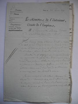 lettre servant de sous-pochette, accompagnant l’envoi du double des comptes de 1808, de Cutet, mi...