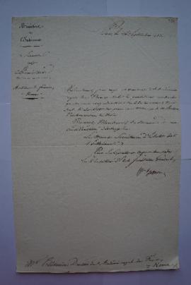 lettre informant de la bonne réception de l’envoi des partitions musicales de M. Batton, du secré...