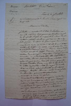 lettre accompagnant l’envoi des jugements de l’Académie Royale des Beaux-arts sur les ouvrages de...