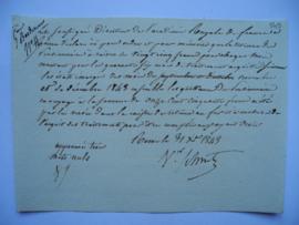 certificat relatif aux retenues des pensionnaires des mois de novembre et décembre 1843, de Jean-...