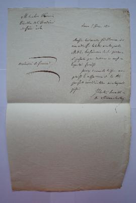 lettre accompagnant une lettre des pensionnaires concernant le Palais Farnèse, à Charles Thévenin...