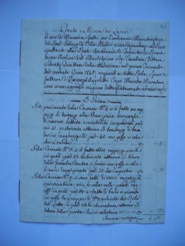 cahier des comptes et quittance pour les travaux du 1er trimestre de 1845, de Vincenzo Angeletti,...