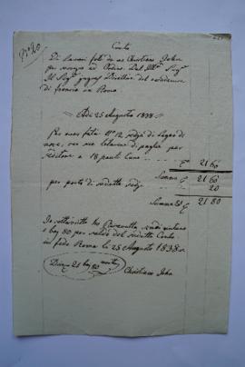 facture et quittance pour les chaises et leur frais de port, de Cristiano John à Ingres, fol. 461