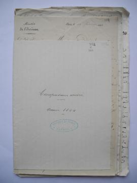 « Correspondance arrivée. Année 1844 », pochette contenant les folios de 334 à 362, fol. 333bis