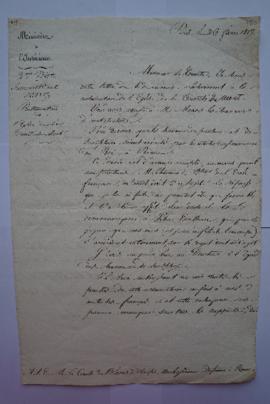 lettre relative à la restauration de la Trinité des Monts, du ministre Laîné au comte de Blacas, ...