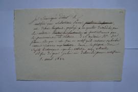 certificat de travail en tant que modèle à l’Académie, de Charles Thévenin à Sebastiano Pacini, f...