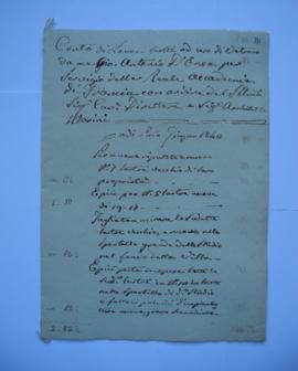cahier des comptes et quittances pour les travaux de juin 1842, du vitrier Giovanni Antonio D’Ene...