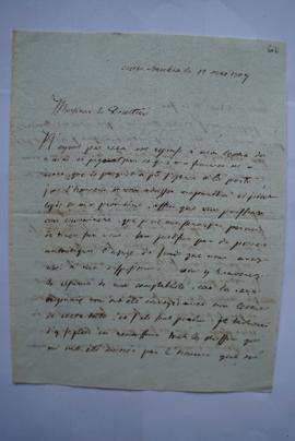 lettre au sujet de la securité des objets, de Stamaty, Consul de France à Civitavecchia à Lethièr...