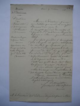 lettre portant l’approbation du compte général des recettes et dépenses pour l’exercice 1843, du ...