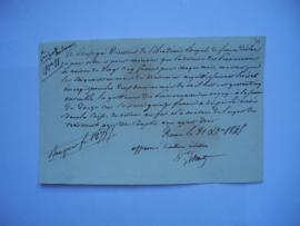 certificat pour des retenues des pensionnaires pour les deux derniers mois de 1845, de Jean-Victo...