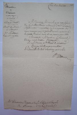 lettre concernant la pension de Batton, pensionnaire compositeur, pour 1821, du secrétaire d’État...
