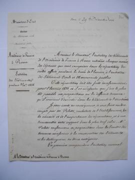 lettre au sujet de l’entretien des bâtiments pendant l’exercice 1855