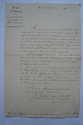 lettre au sujet de la somme destinée à rembourser l’Académie de l’avance faite au peintre Xavier ...