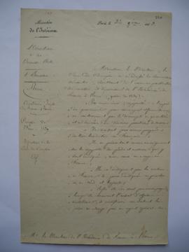 lettre portant les injonctions de la Cour des comptes sur le compte de l’exercice 1839, du comte ...