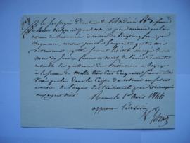 certificat des retenues des pensionnaires des mois de janvier à mars 1844, de Jean-Victor Schnetz...