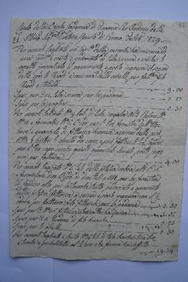 cahier de comptes et quittance pour les travaux faits le 1er février 1829, de Giuseppe Rodriguez,...