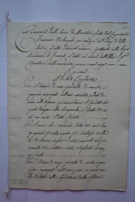 cahier de comptes et quittance pour les travaux à l’Académie du 28 juillet au 20 novembre 1817, d...