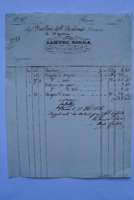 deux factures et quittance, du négociant Samuel Esdra à Ingres, fol. 54-55