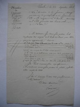 duplicata des comptes de l’Académie pour 1812 approuvés, du ministre de la Justice à Lethière, fo...