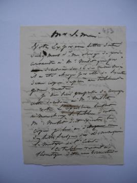 lettre de Jean-Victor Schnetz au comte Duchatel, ministre de l’Intérieur, fol. 453-453bis