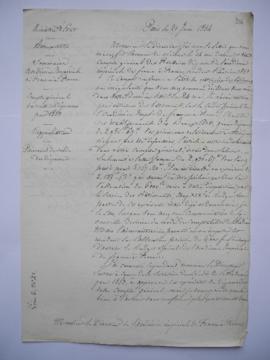 lettre approbation du Compte général des recettes et dépenses pour 1853