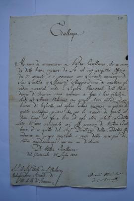 lettre autorisant les pensionnaires à faire leurs études au Musée du Vatican, de Bernetti à Saint...