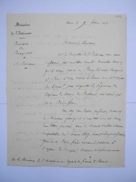 lettre concernant le crédit alloué pour acquitter les dépenses des copies des Stanze de Raphaël e...