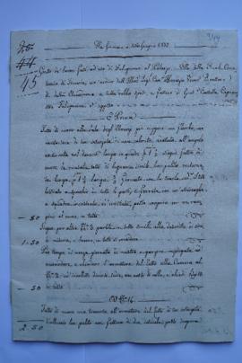 cahier de comptes et quittance pour les travaux de janvier à juin 1833, du menuisier Giuseppe Cas...