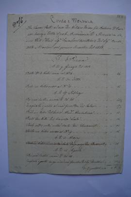 cahier des comptes et quittance pour les travaux du premier semestre 1838, du vitrier Giovanni An...