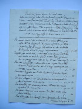état des dépenses pour les travaux du 7 mai au 10 août 1841, du Chaudronnier de la Via del Sole n...