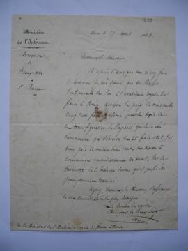 lettre demandant que Pierre Nicolas Brisset commence immédiatement le travail commandé d’une copi...