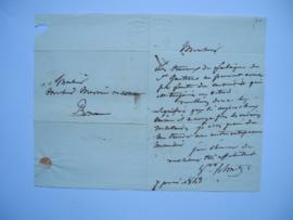lettre informant que les travaux de San Gaetano ne peuvent pas avancer , de Jean-Victor Schnetz à...