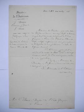 lettre portant approbation du bordereau des recettes et dépenses du 1er août au 1er décembre 1850...