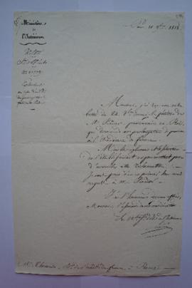 lettre contenant les explications au sujet d’une demande de prolongation faite par M. Prasier, du...