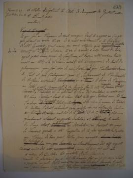 Brouillon de lettre informant de la mort du peintre Harriet, de Joseph-Benoît Suvée, fol. 129 à 1...