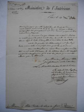 lettre demandant l’avis de Lethière concernant l’exécution de la statue du Roi en marbre, du mini...