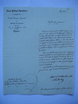 lettre au sujet des autorisations spéciales pour les pensionnaires pour accéder au musée du Vatic...