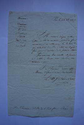 lettre de Lainé, ministre, à Charles Thévenin, fol. 223