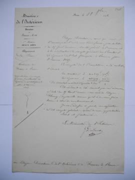 deux lettres d’approbation du compte général des recettes et dépenses pour l’exercice 1847 et du ...