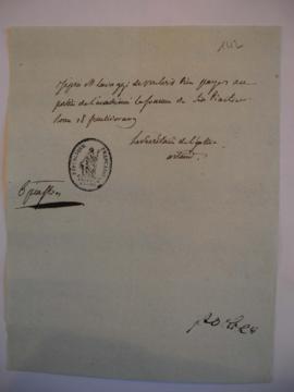 Ordre de payement au portier de l'Académie, par  Artaud, secrétaire de légation à Dominique Lavag...